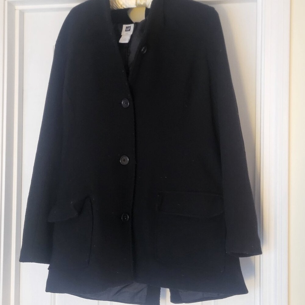 Womans Gap100% wool pea coat, Size Large , Black